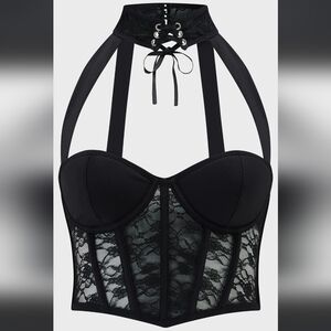 Killstar Black Lace Halter Bustier